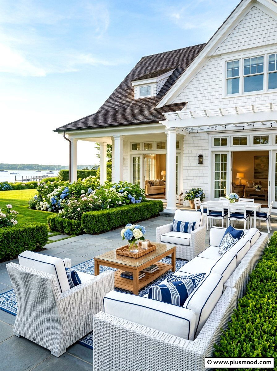 Hamptons Style Patio - 25 summer coastal patio ideas