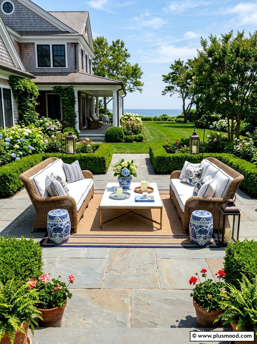 Hamptons Style Patio - 25 summer coastal outdoor entertaining ideas