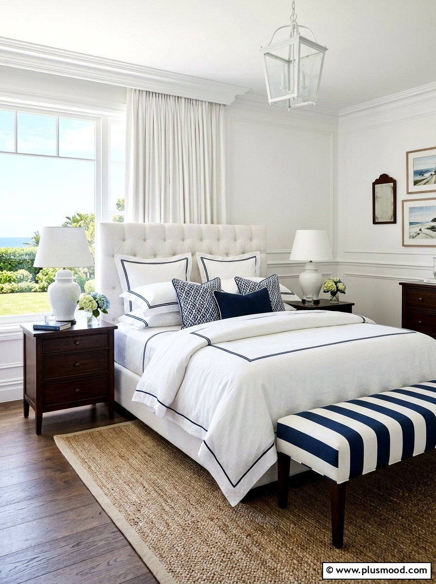 Hamptons bedroom - 25 summer white and blue bedroom ideas