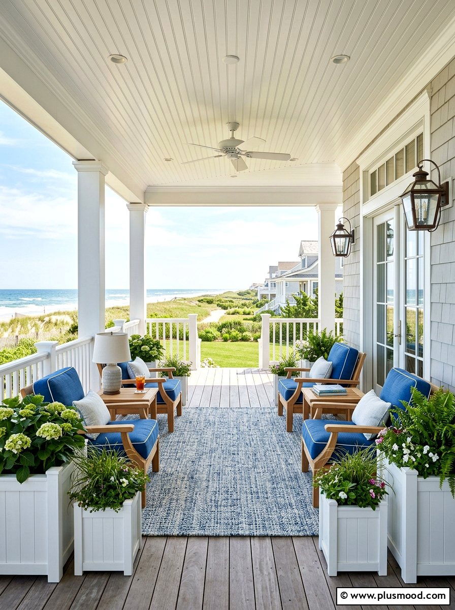 Hamptons style coastal porch - 25 summer coastal porch ideas