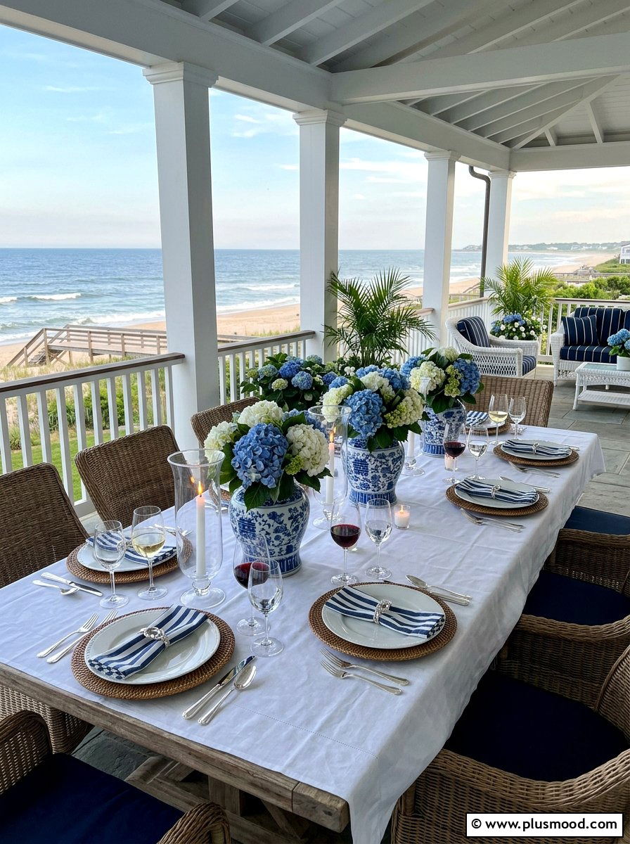 Hamptons style dinner table - 25 summer dinner party table ideas