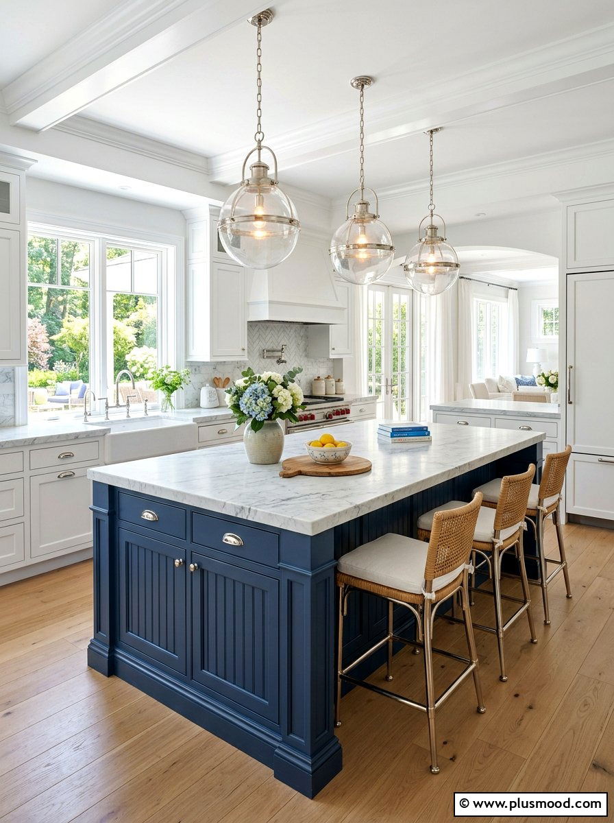 Hamptons style kitchen - 25 summer decor ideas with blue and white