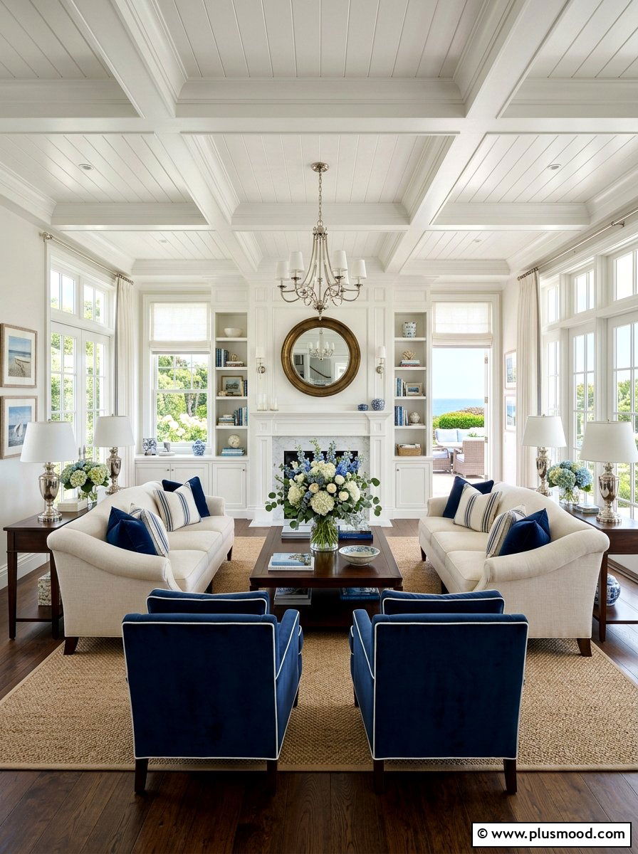 Hamptons style living room interior - 25 summer coastal living room ideas