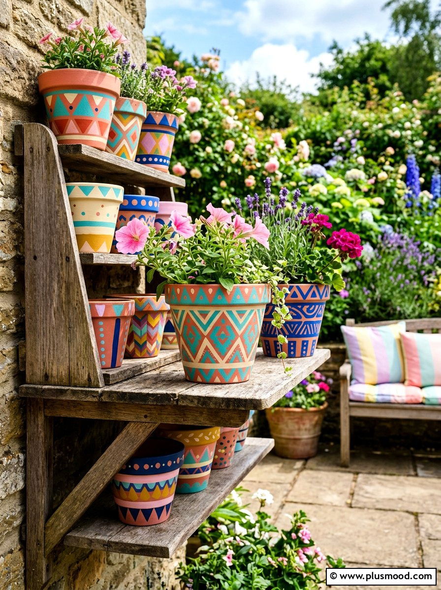 Hand Painted Clay Pot - 25 summer boho planter ideas