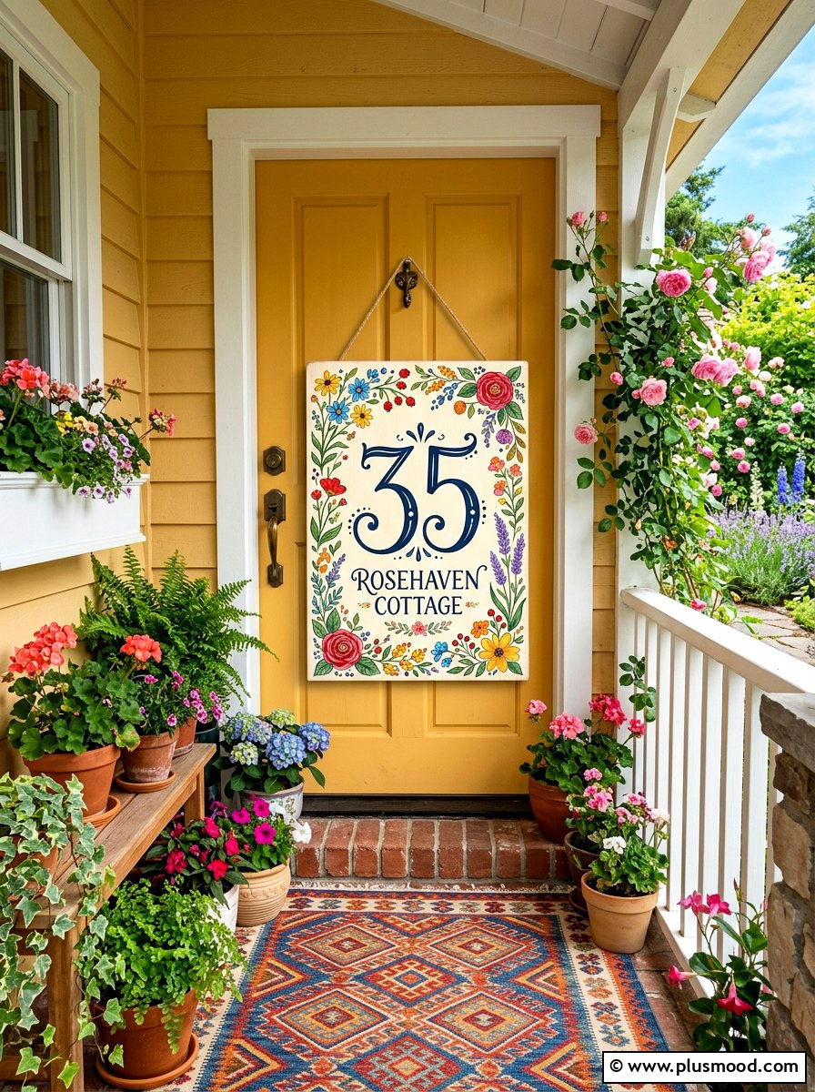 Hand Painted House Number Wood - 25 summer house number display ideas