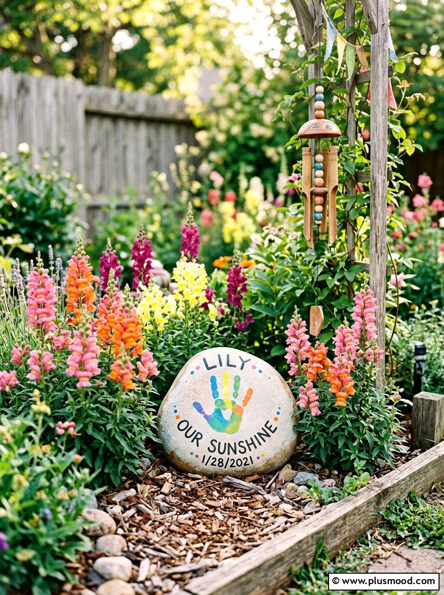 Handprint Painted Rock - 25 painted rock ideas for memorial garden
