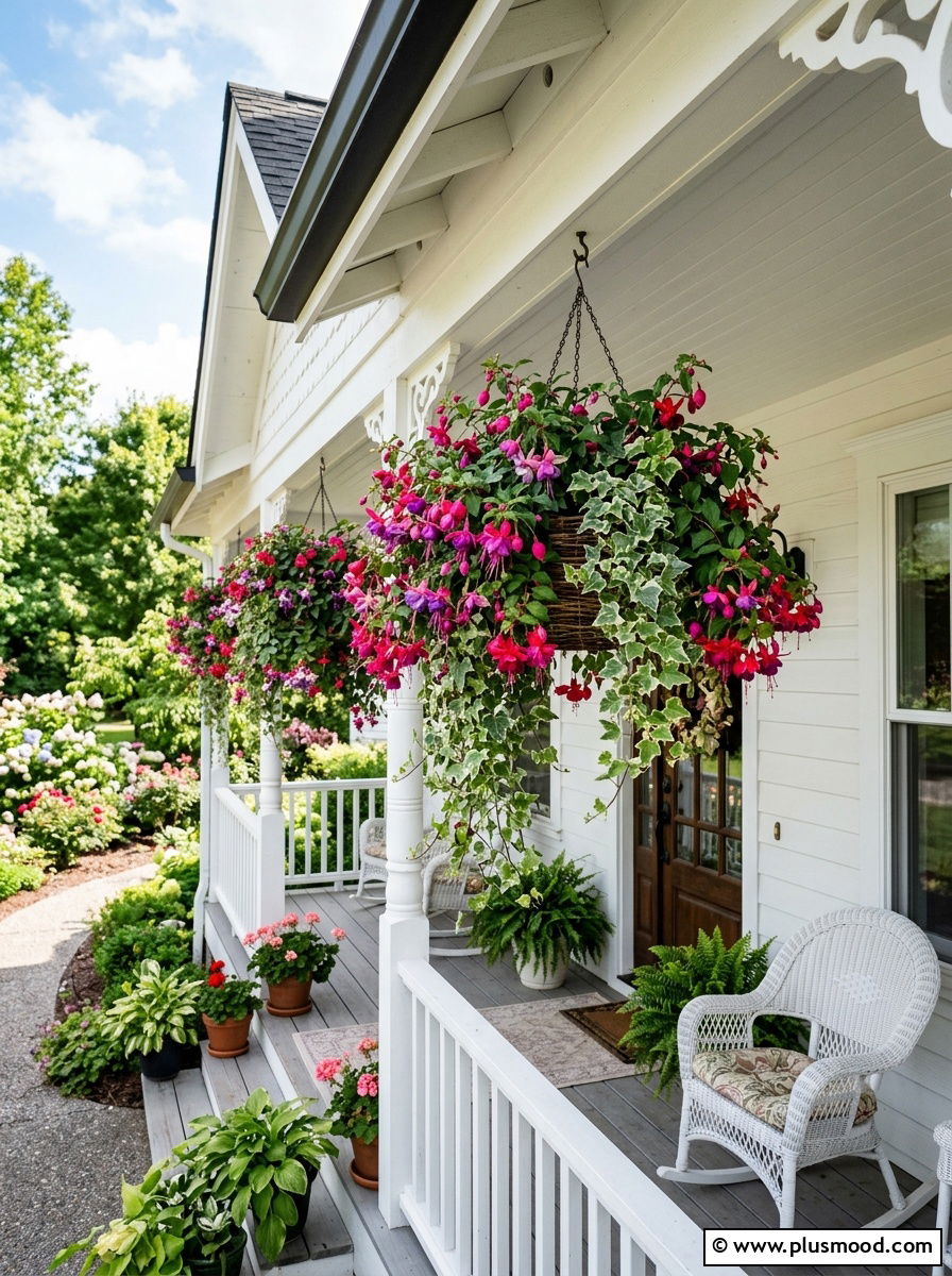 Hanging Basket Arrangement - 25 small backyard ideas with potted plants