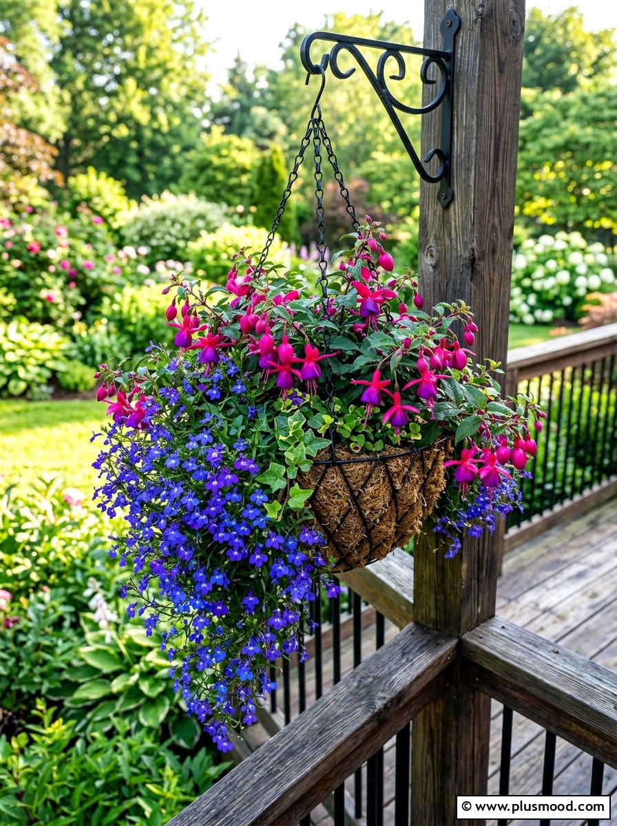 Hanging Basket Arrangement - 25 summer deck planter ideas