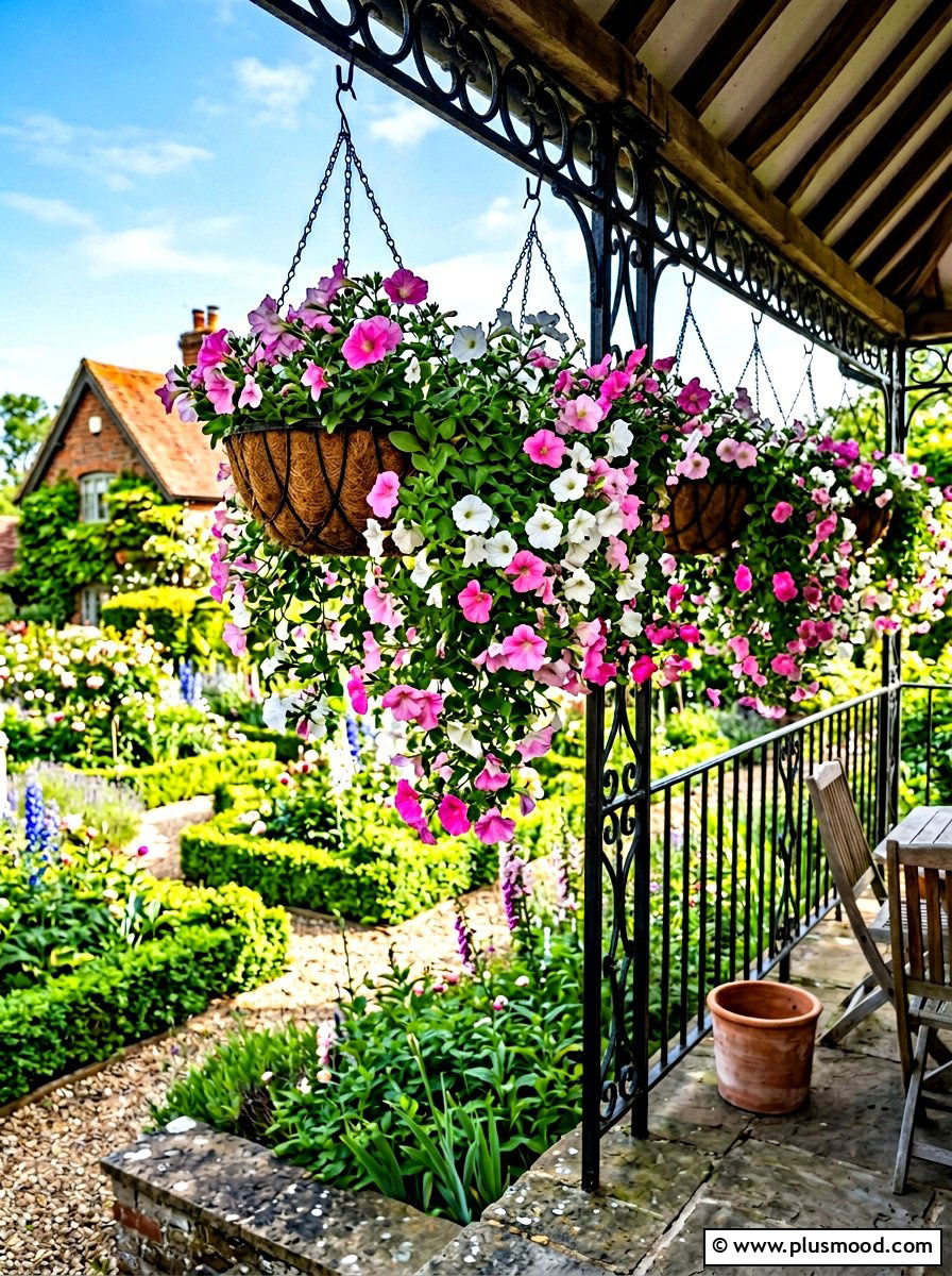 Hanging Basket Display - 25 summer garden ideas on a budget