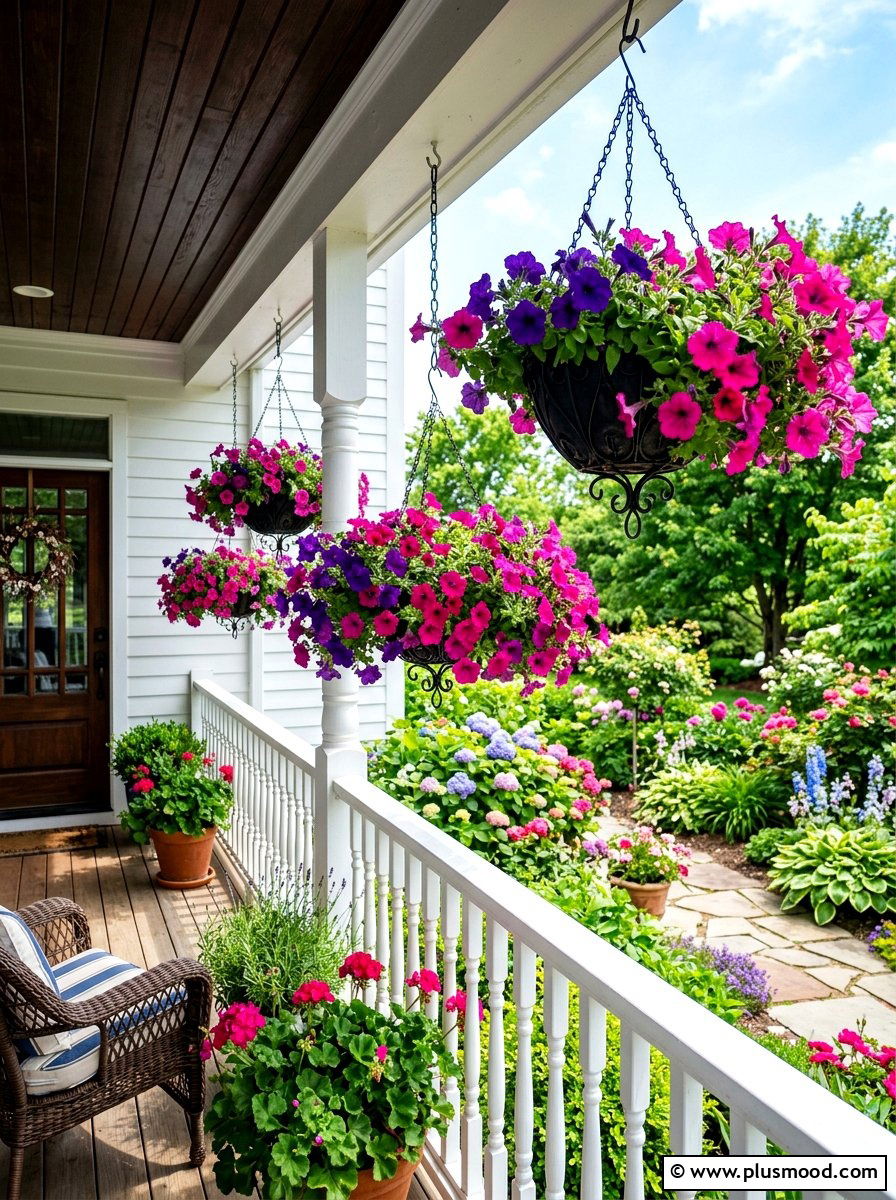 Hanging Basket Flower Garden - 25 summer backyard ideas on a budget