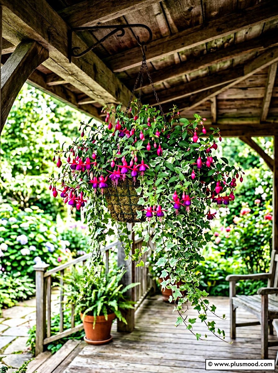 Hanging Basket Fuchsia And Ivy - 25 summer mixed container ideas
