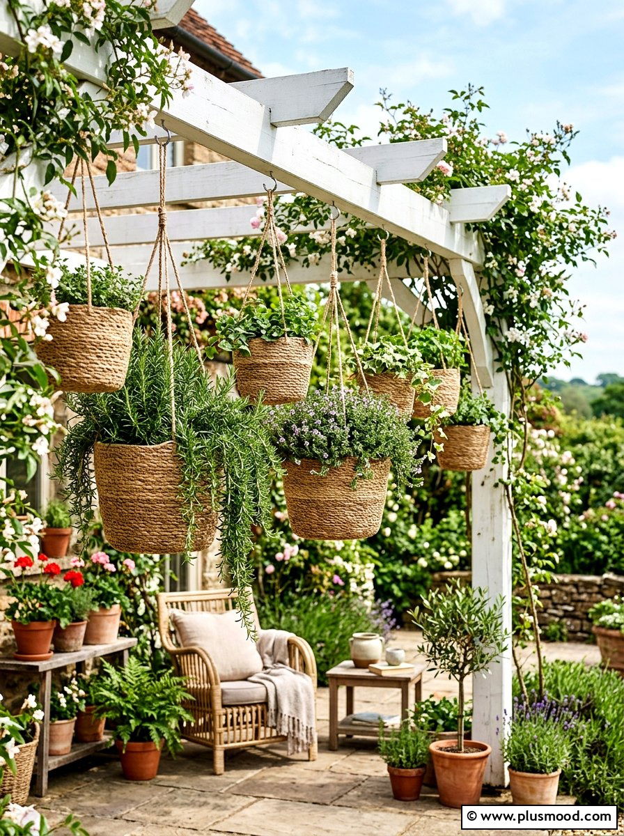 Hanging Basket Garden - 25 small backyard ideas with herb garden