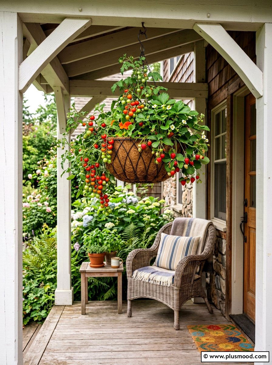 Hanging Basket Vegetable - 25 small backyard ideas with vegetable garden