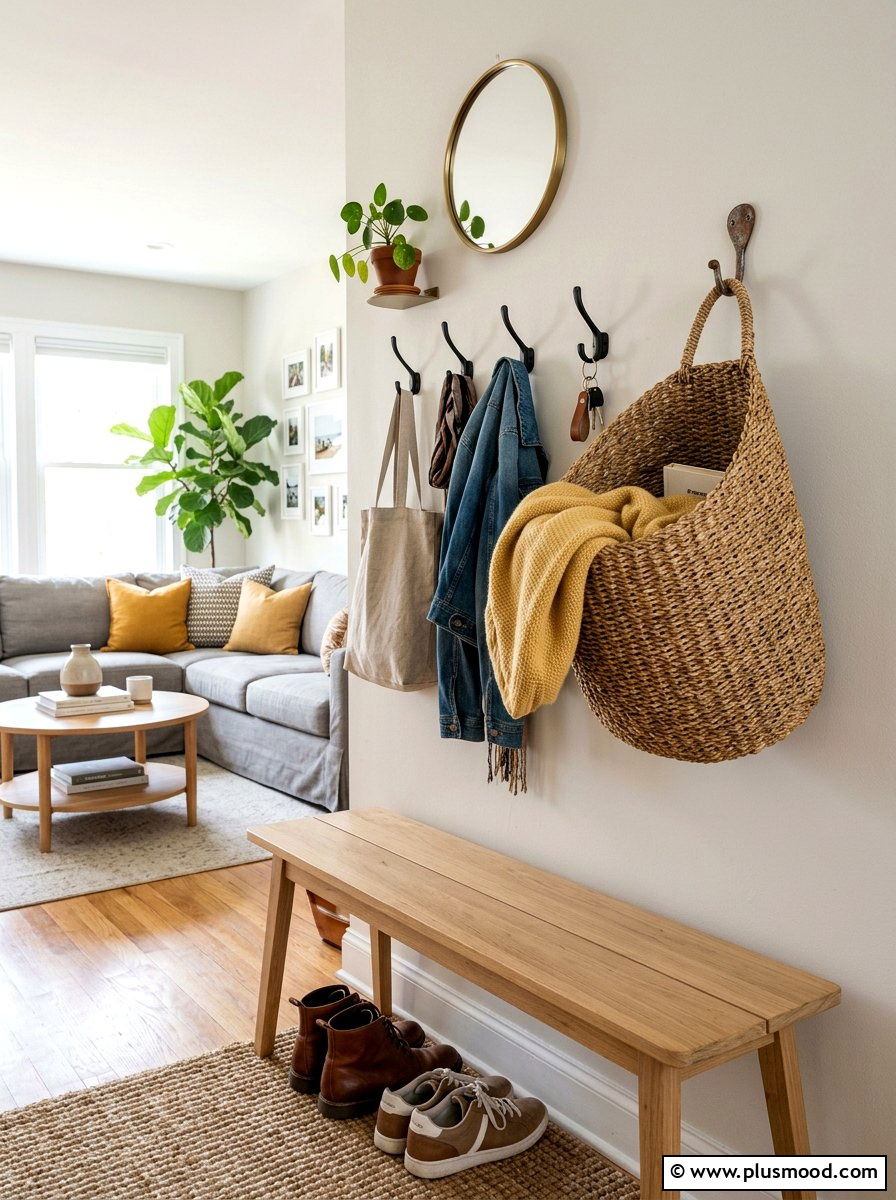 Hanging Basket Wall Storage Solution - 25 summer blanket basket ideas for living room