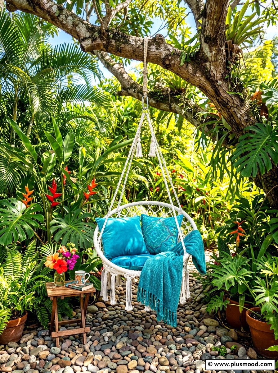 Hanging Chair Nook - 25 summer backyard ideas for small spaces