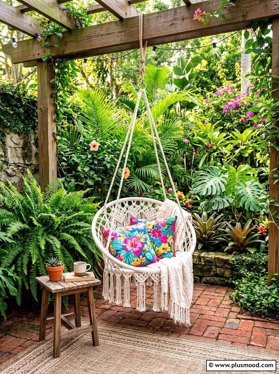 Hanging Chair Nook - 25 summer tropical patio ideas