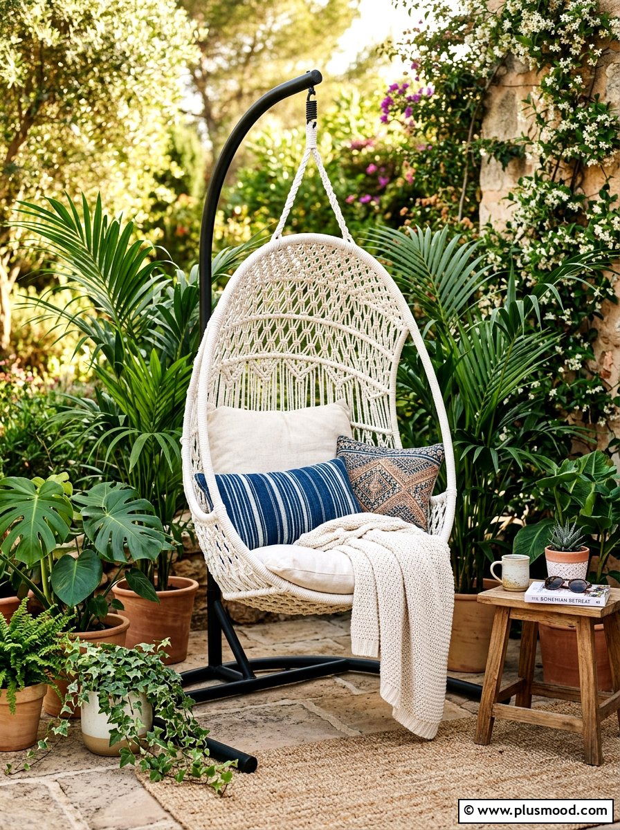 Hanging Chair Nook - 25 Small Backyard Ideas