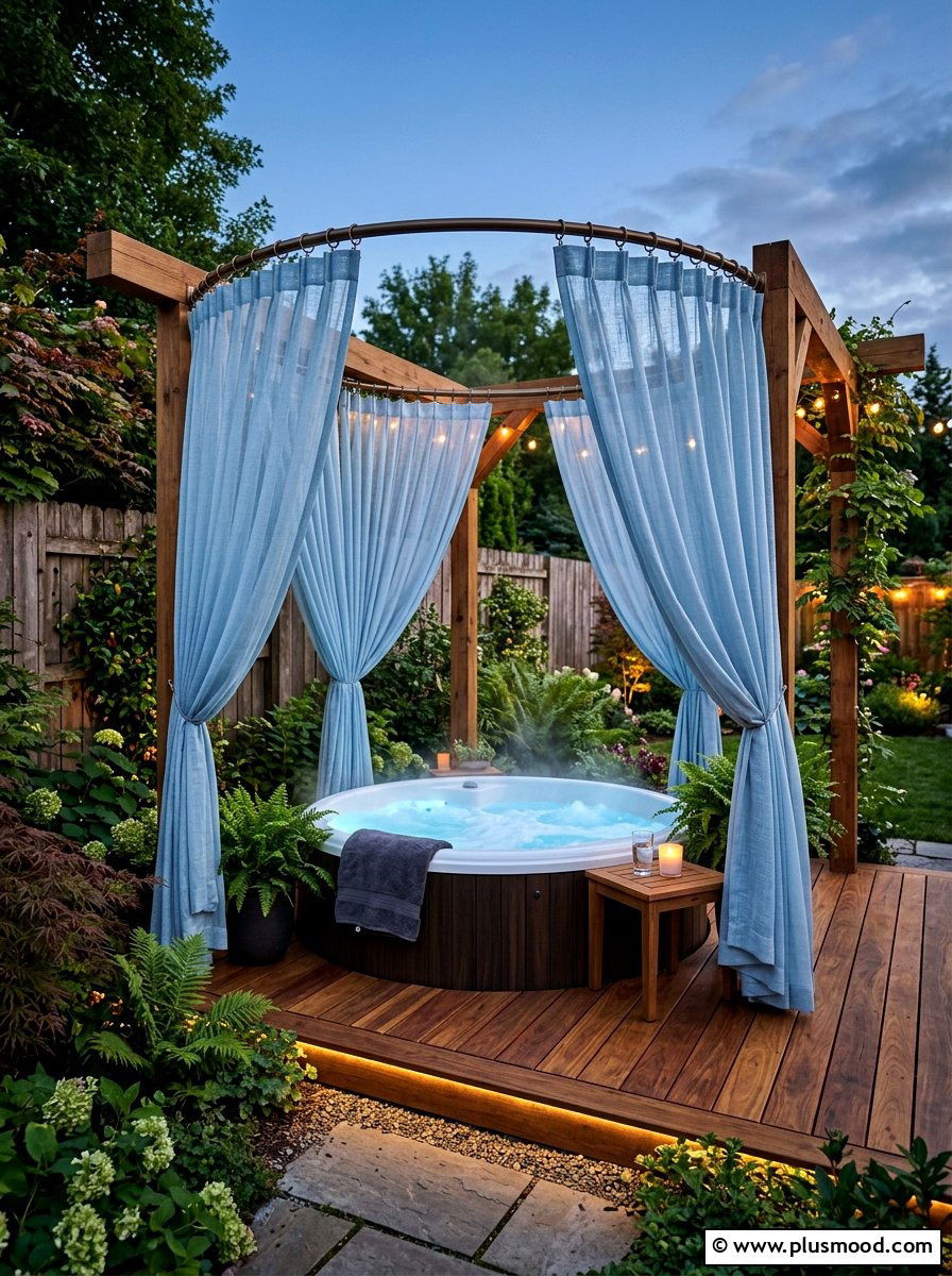Hanging Curtains For Hot Tub Enclosure - 25 small backyard ideas with outdoor curtains