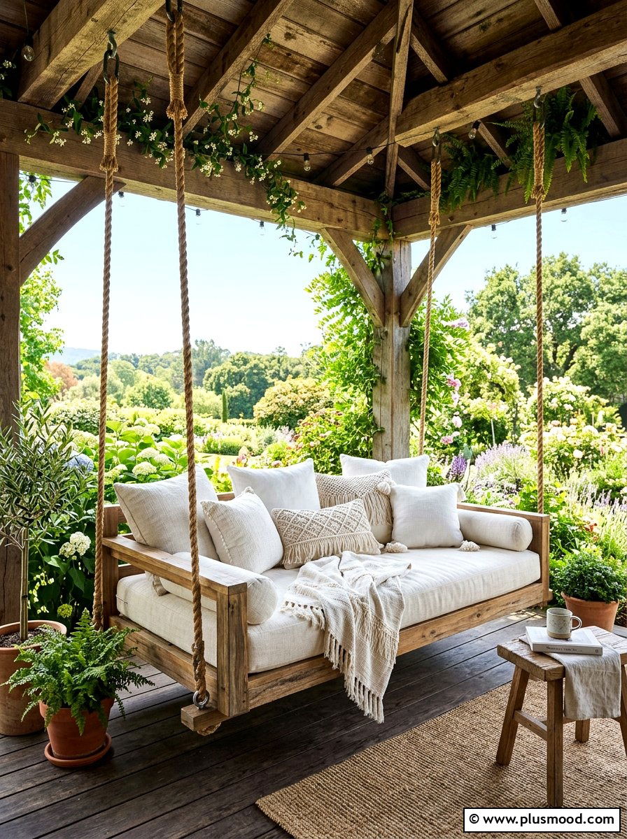 Hanging Daybed Swing - 25 summer entertaining patio ideas
