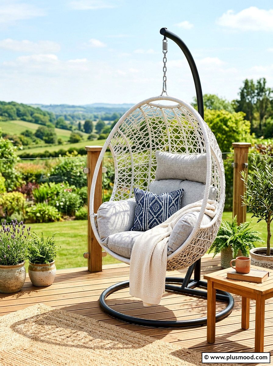 Hanging Egg Chair - 25 cute summer balcony ideas