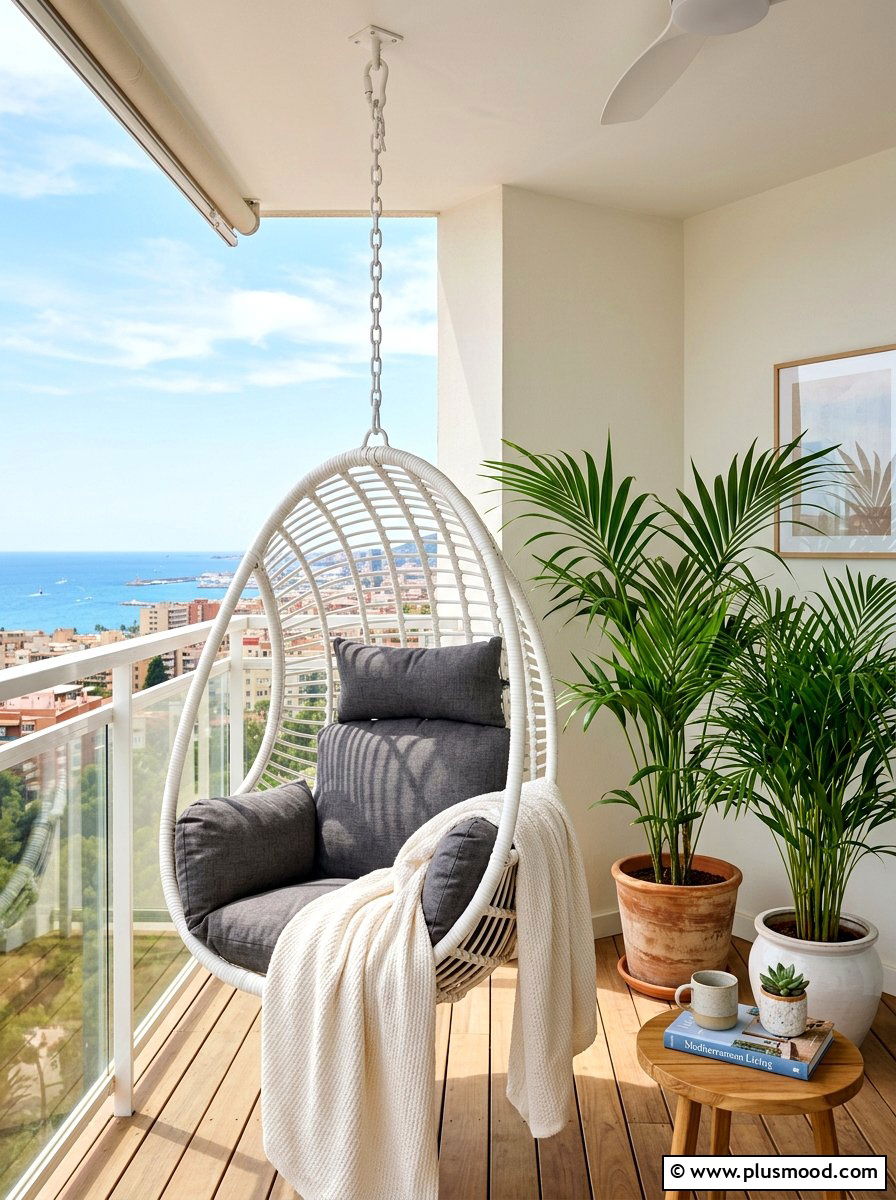 Hanging Egg Chair - 25 summer balcony patio ideas