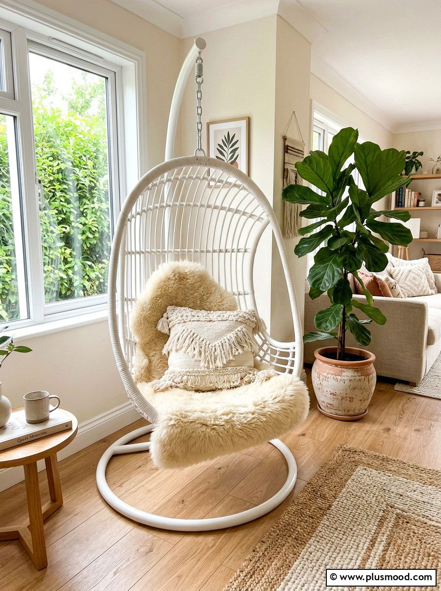 Hanging Egg Chair - 25 summer boho home decor ideas