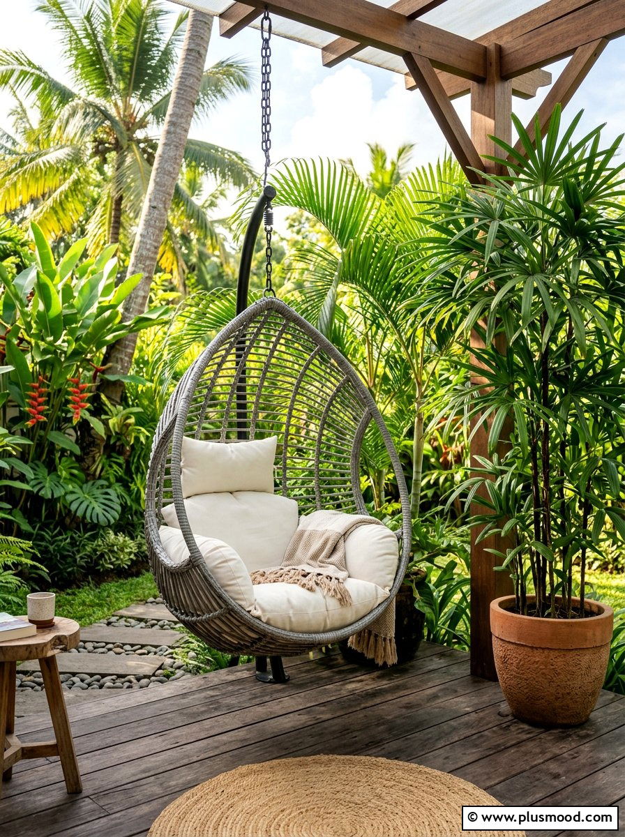 Hanging Egg Chair - 25 summer cozy balcony ideas