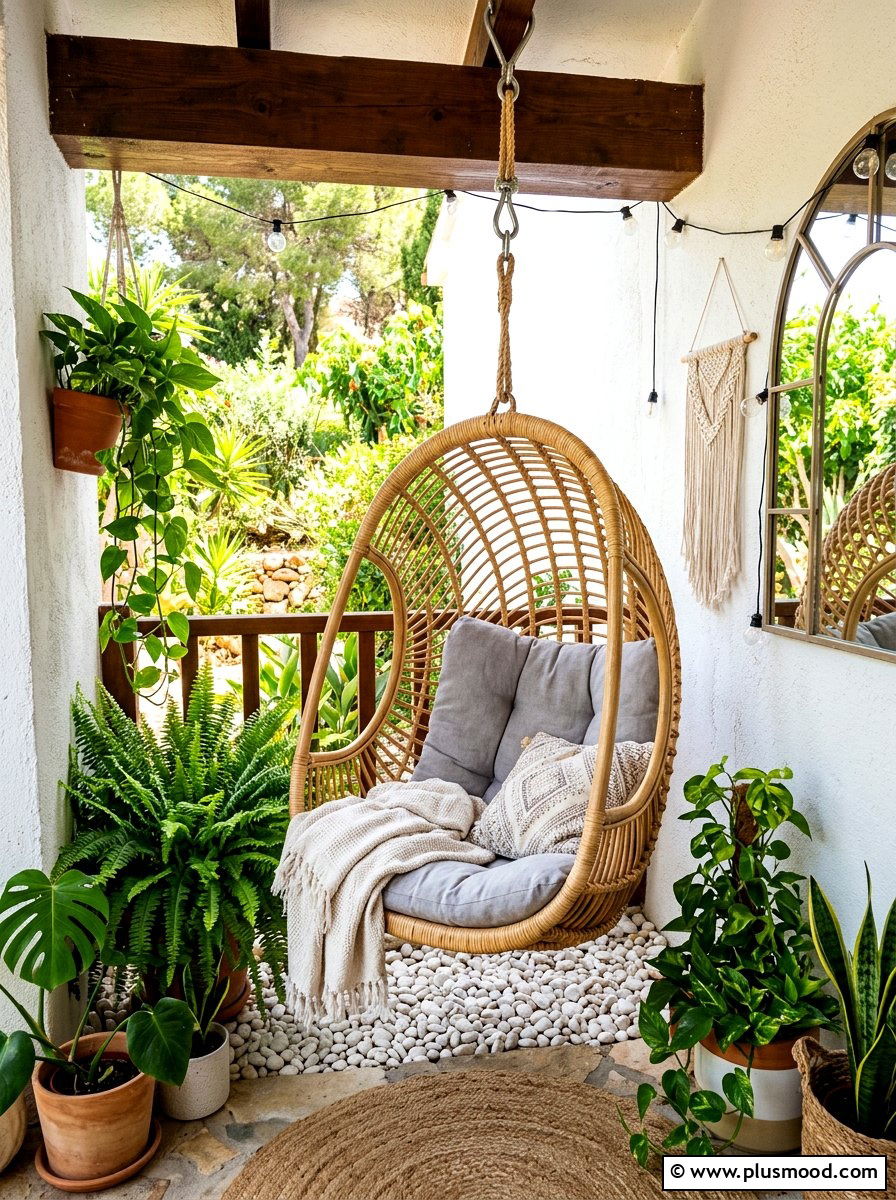 Hanging Egg Chair - 25 summer narrow patio ideas