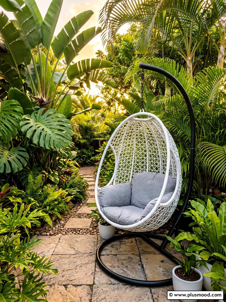 Hanging Egg Chair - 25 summer patio ideas for small backyards