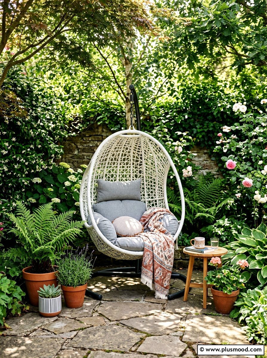 Hanging Egg Chair - 25 summer patio ideas for small spaces
