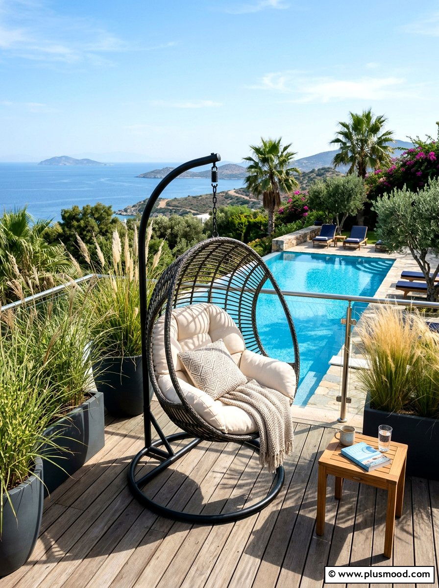 Hanging Egg Chair - 25 summer poolside seating ideas