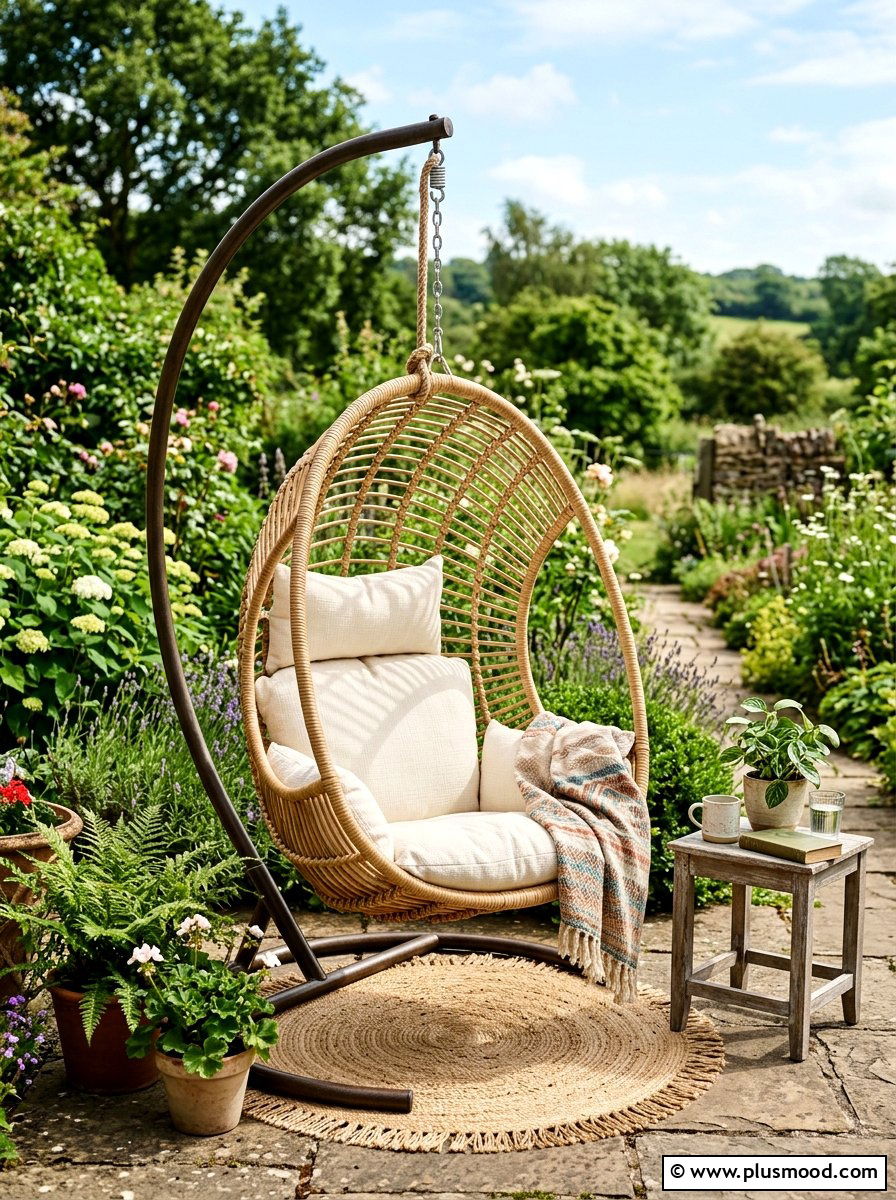 Hanging Egg Chair - 25 small backyard ideas for secluded spaces