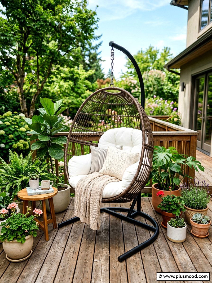 Hanging Egg Chair - 25 summer backyard ideas for renters