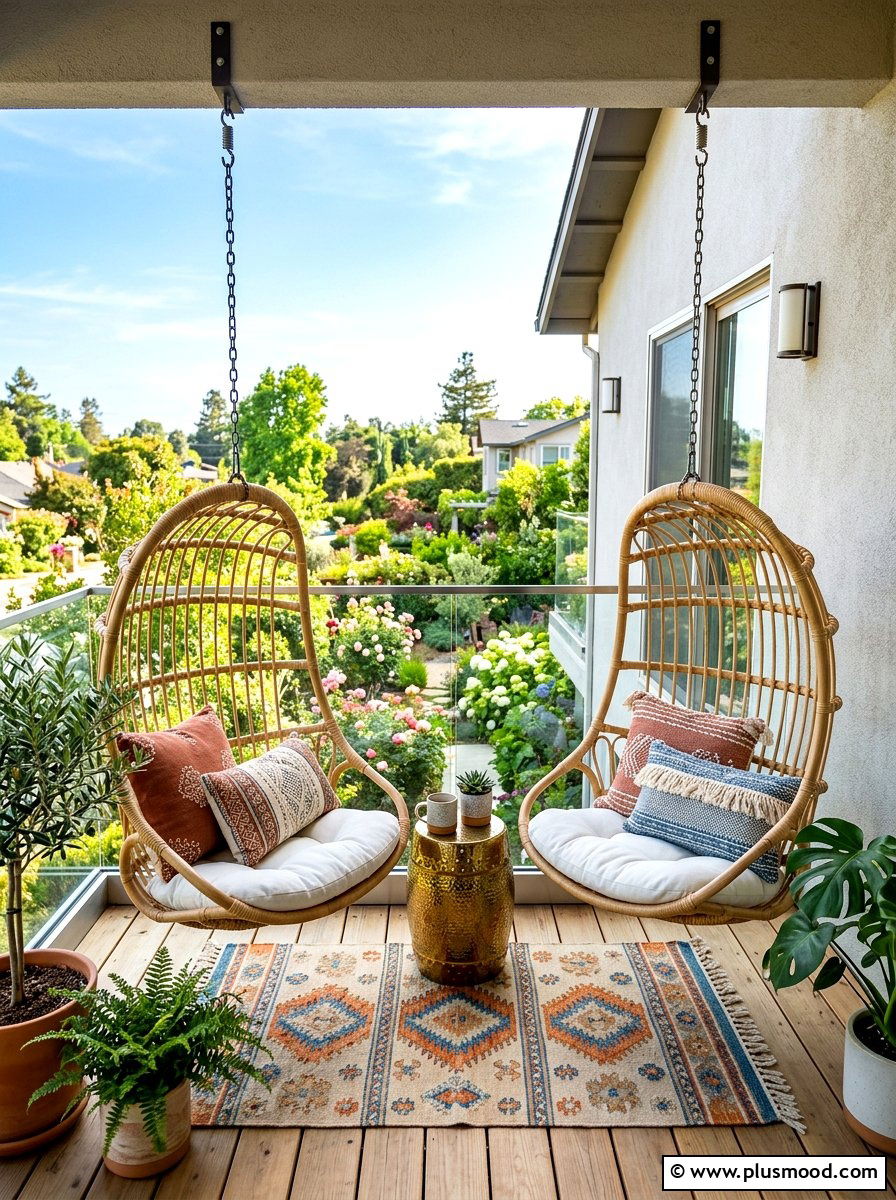 Hanging Egg Chair Nook - 25 summer outdoor lounge party ideas