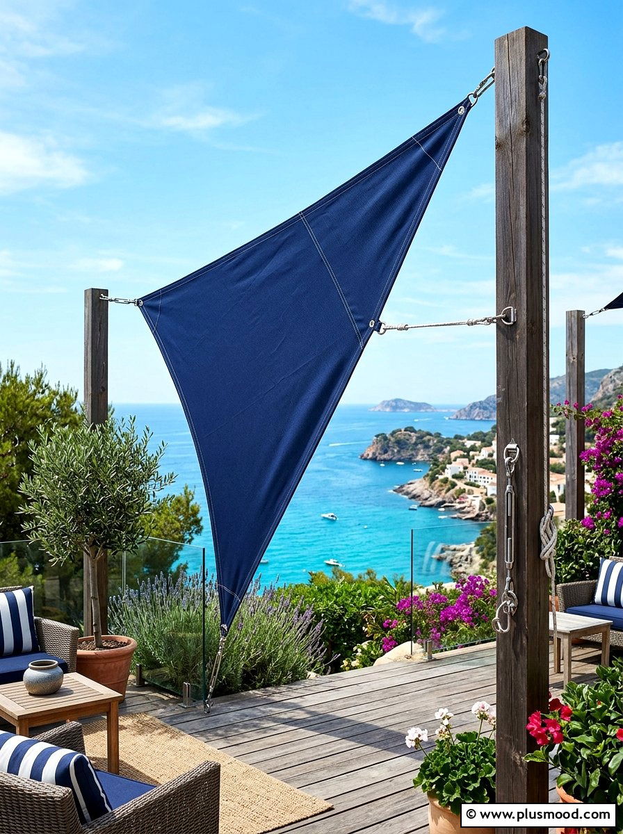 Hanging Fabric Sail - 25 summer garden privacy screen ideas