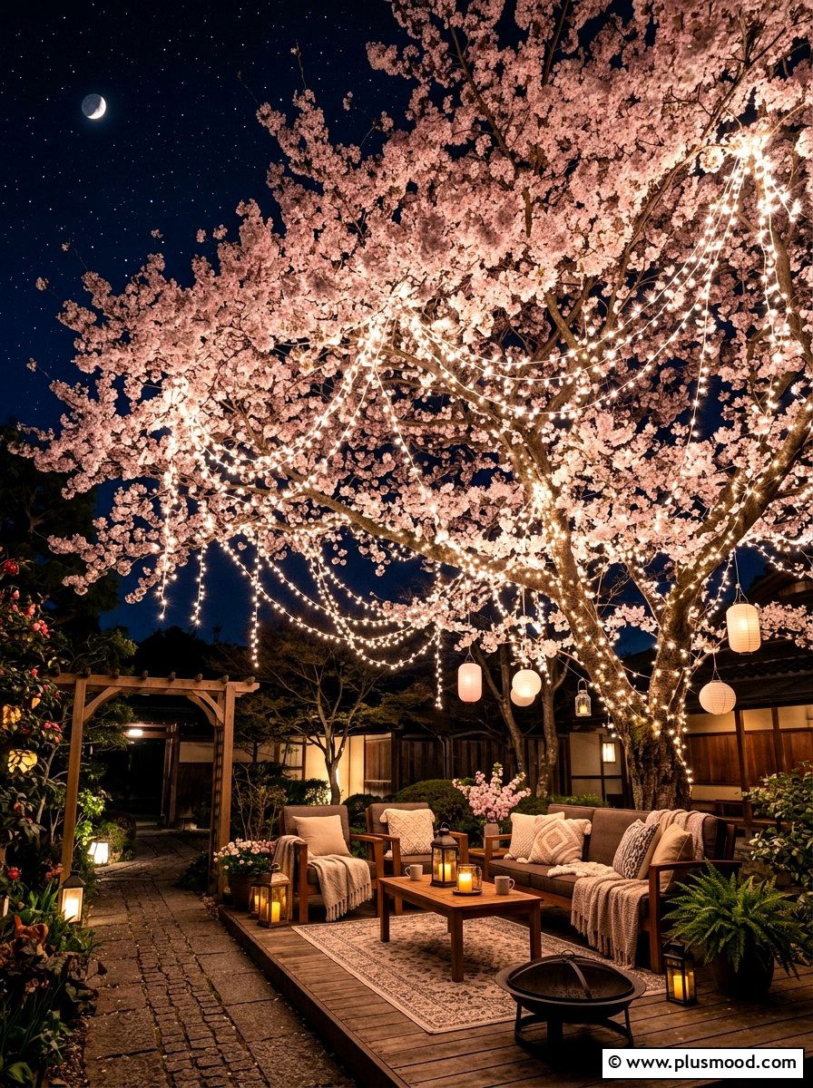 Hanging Fairy Lights - 25 summer movie night backyard ideas