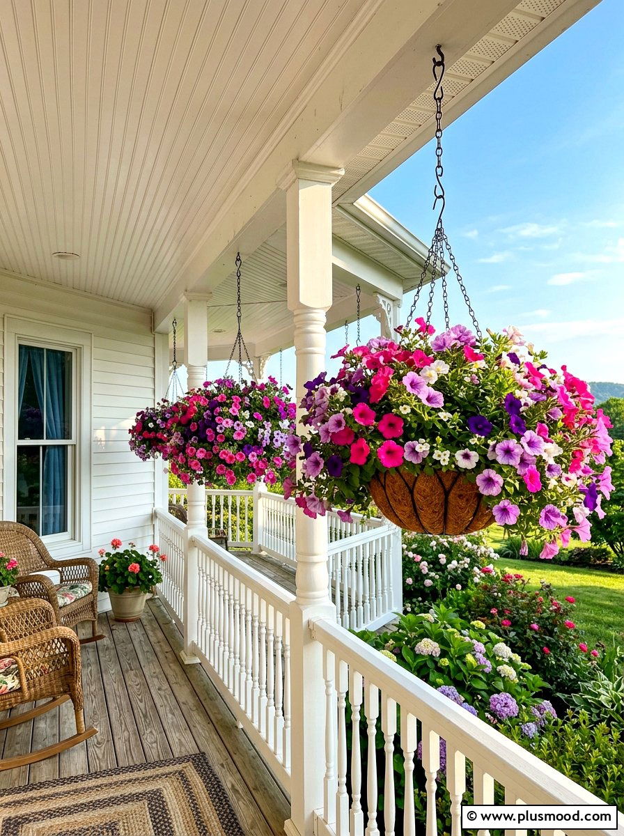 Hanging Flower Basket - 25 summer porch decorating ideas