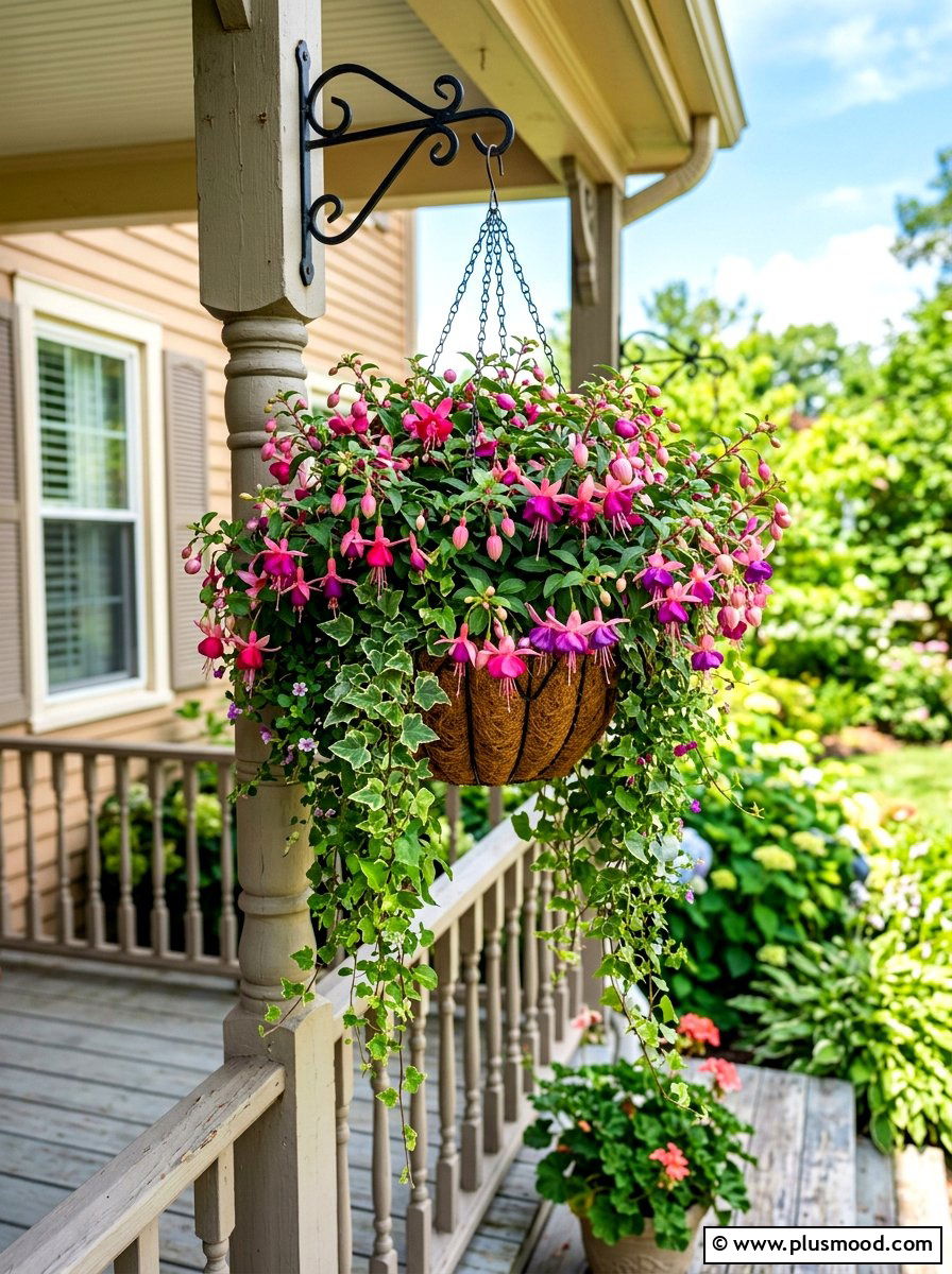 Hanging Flower Basket - 25 summer front yard curb appeal ideas