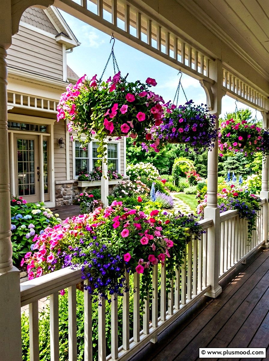 Hanging Flower Basket - 25 beautiful summer porch ideas
