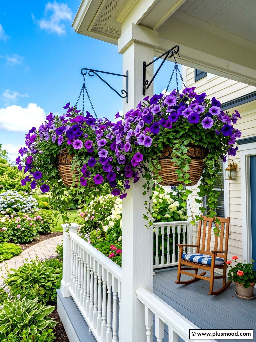 Hanging Flower Baskets - 25 summer front porch curb appeal ideas