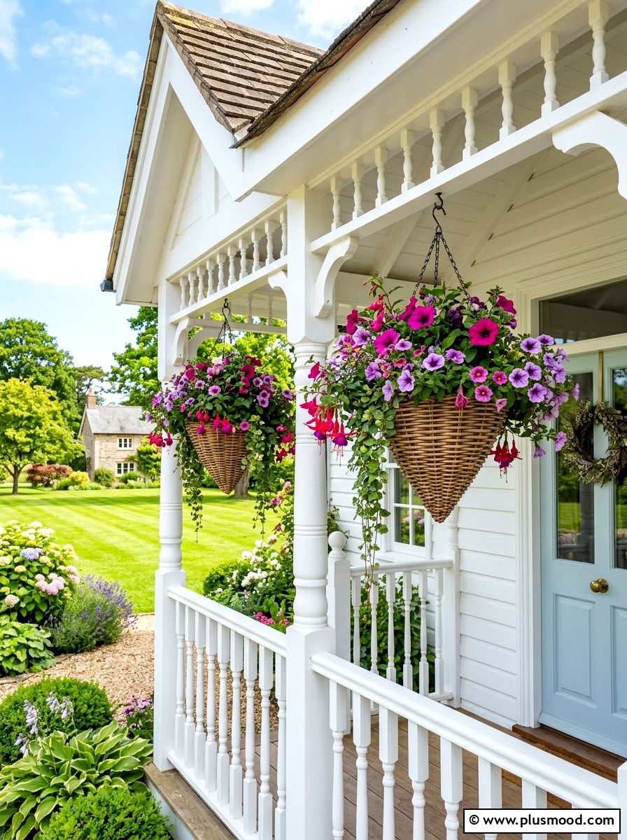 Hanging Flower Baskets - 25 summer home exterior refresh ideas