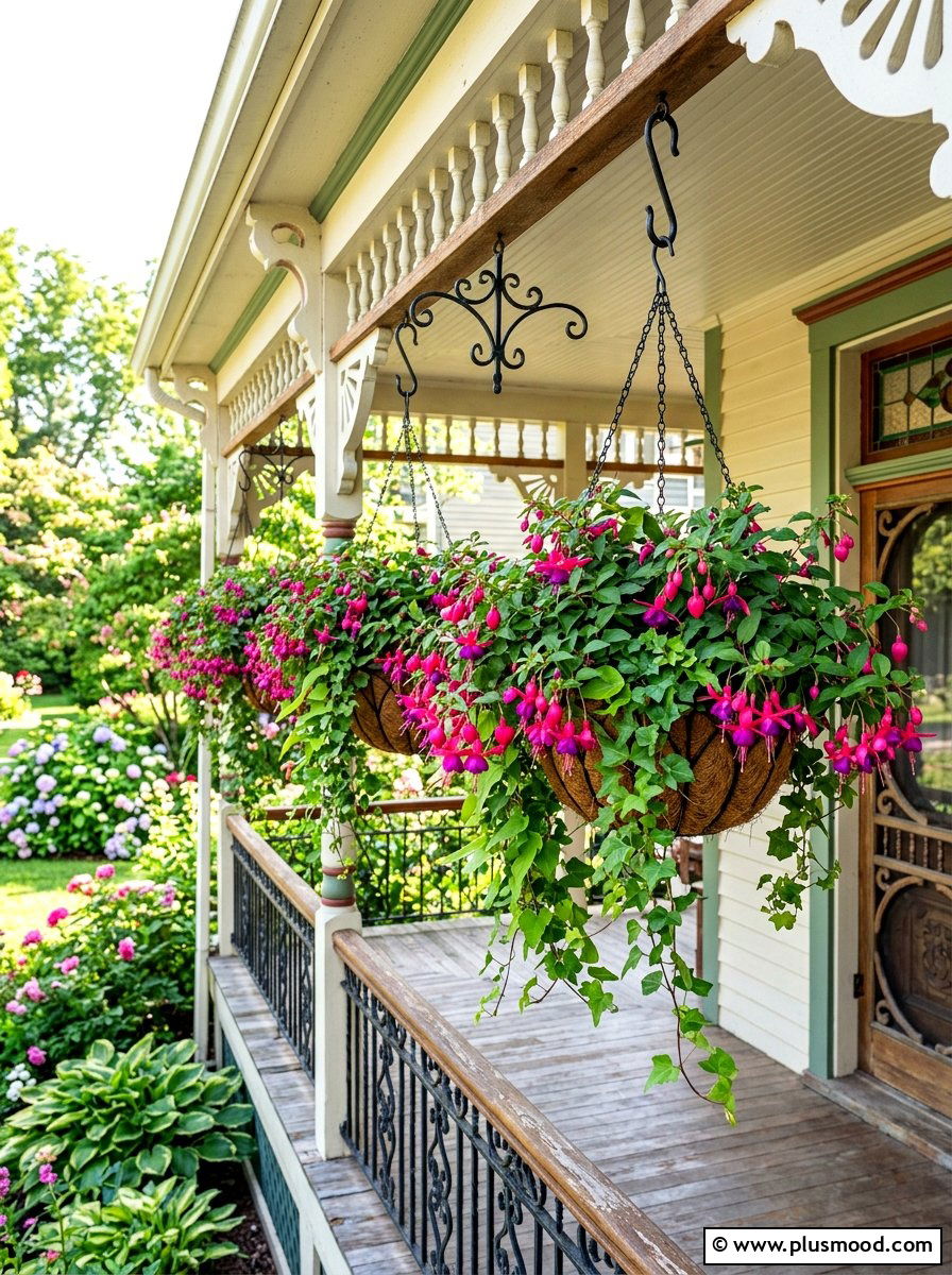 Hanging Flower Baskets - 25 summer narrow porch ideas