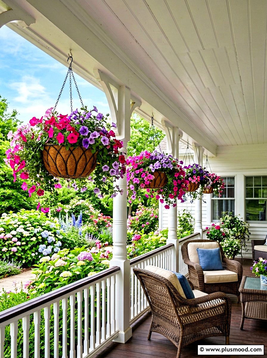Hanging Flower Baskets - 25 easy summer porch decorating ideas