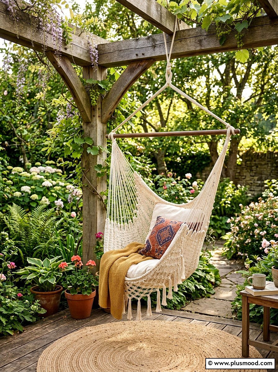 Hanging Hammock Chair - 25 small backyard ideas for tiny homes