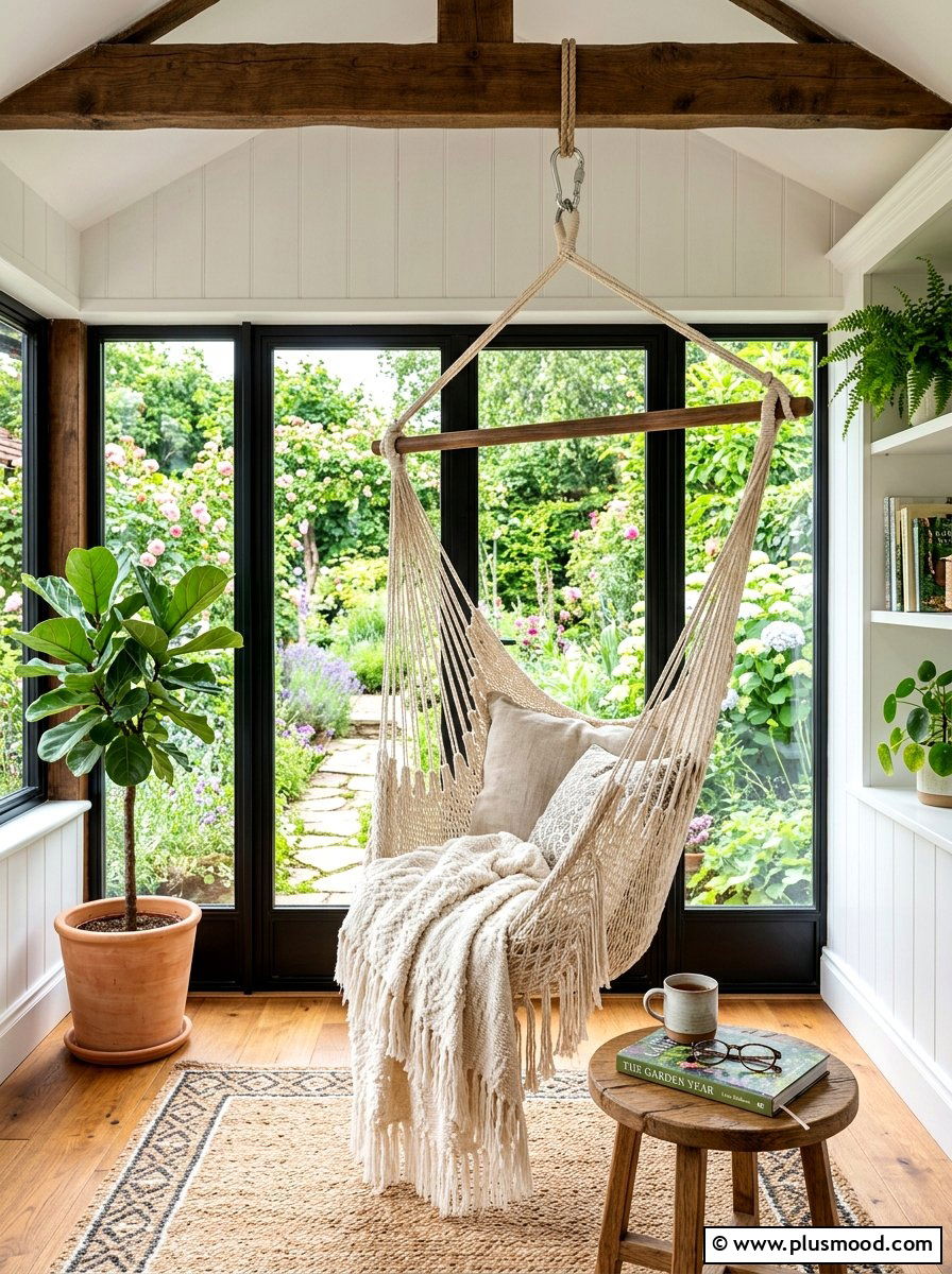 Hanging Hammock Nook - 25 summer boho decor ideas