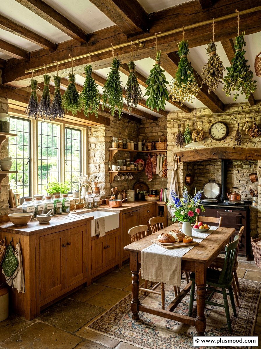 Hanging Herb Bundle - 25 summer to fall kitchen decor ideas