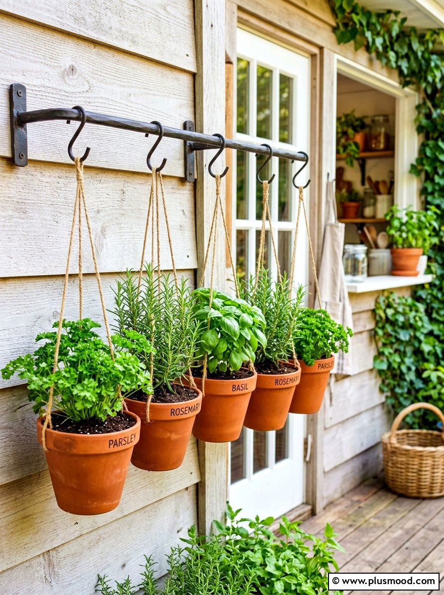 Hanging Herb Rail Garden - 25 summer porch rail planter ideas