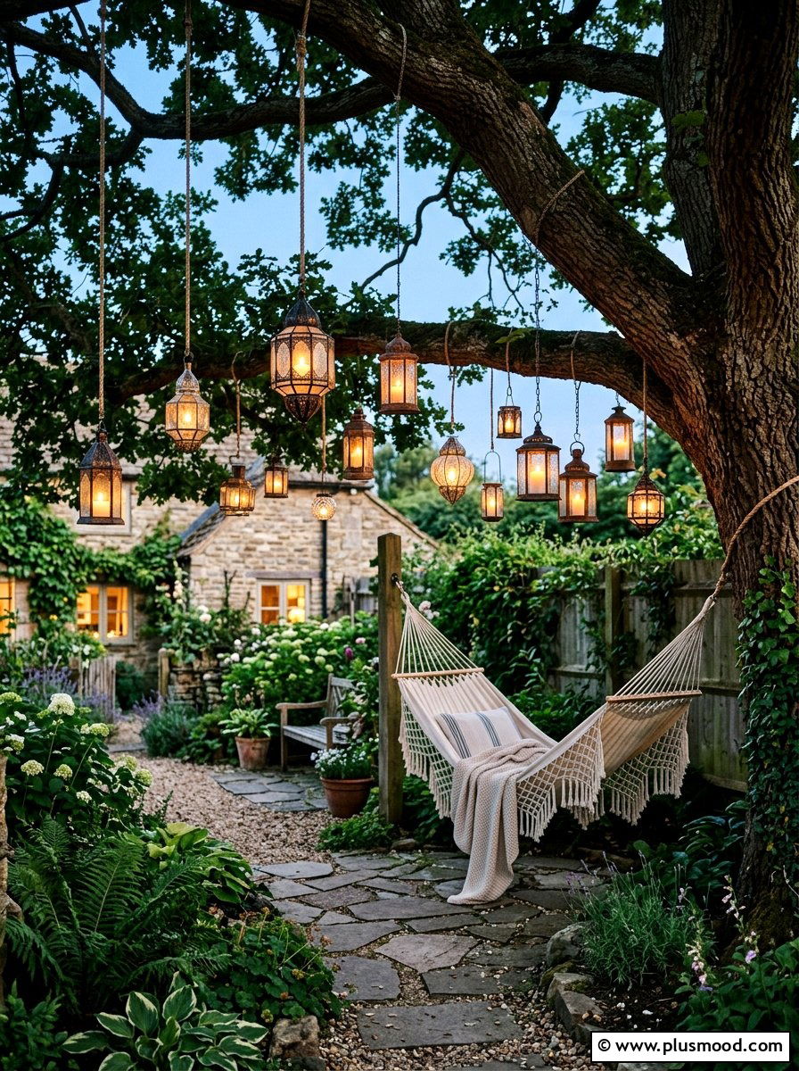 Hanging Lanterns - 25 small backyard ideas with outdoor lighting