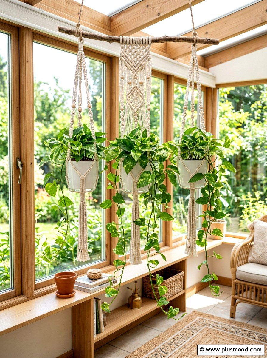 Hanging Macrame Plant Display - 25 summer small planter ideas