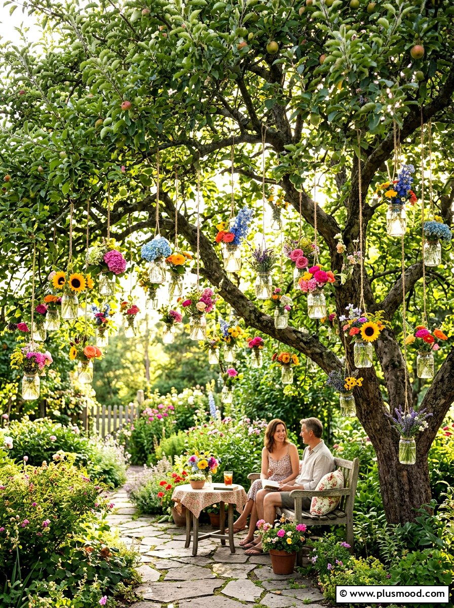 Hanging Mason Jar Flowers
